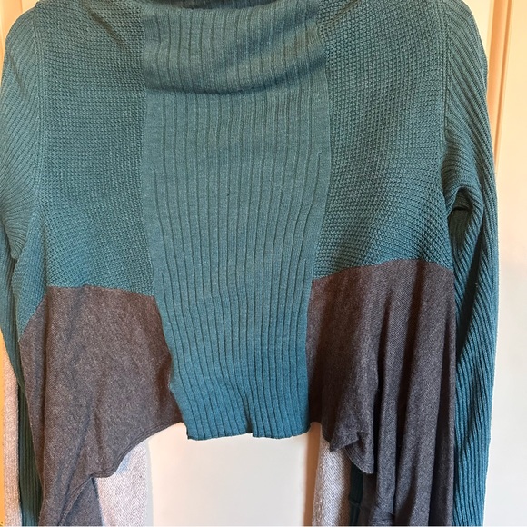 Sparrow by Anthropologie size L teal, grey and black hi low sweater - Picture 4 of 11